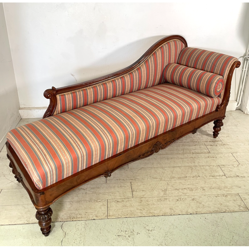 ANTICA CHAISE LONGUE DORMEUSE DIVANO INGLESE 800 POLTRONA STOFFA A RIGHE CUSCINO