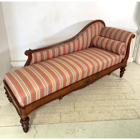 ANTICA CHAISE LONGUE DORMEUSE DIVANO INGLESE 800 POLTRONA STOFFA A RIGHE CUSCINO