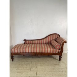 ANTICA CHAISE LONGUE DORMEUSE DIVANO INGLESE 800 POLTRONA STOFFA A RIGHE CUSCINO