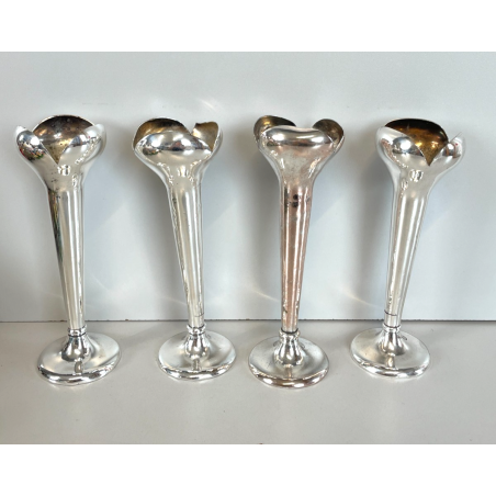 SET 4 pz VASO Soliflore DESIGN Gio Ponti F.lli Calderoni ANNI 30 ALPACCA ARGENTO