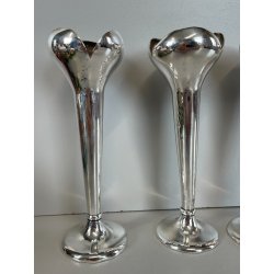 SET 4 pz VASO Soliflore DESIGN Gio Ponti F.lli Calderoni ANNI 30 ALPACCA ARGENTO