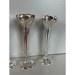 SET 4 pz VASO Soliflore DESIGN Gio Ponti F.lli Calderoni ANNI 30 ALPACCA ARGENTO