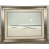 QUADRO DIPINTO OLIO PAESAGGIO MARINO SPIAGGIA DUNE SABBIA MINIMALISMO FIRMATO