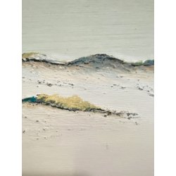 QUADRO DIPINTO OLIO PAESAGGIO MARINO SPIAGGIA DUNE SABBIA MINIMALISMO FIRMATO