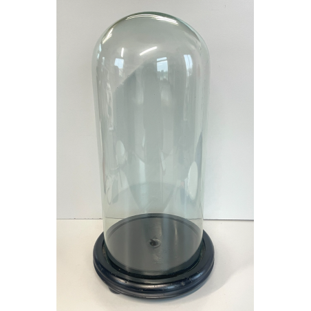 ANTICA TECA ESPOSITORE VETRO SOFFIATO BASE LEGNO CILINDRO ROTONDA H 40 CM STATUA