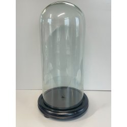ANTICA TECA ESPOSITORE VETRO SOFFIATO BASE LEGNO CILINDRO ROTONDA H 40 CM STATUA