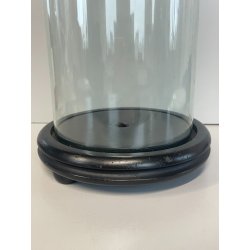 ANTICA TECA ESPOSITORE VETRO SOFFIATO BASE LEGNO CILINDRO ROTONDA H 40 CM STATUA