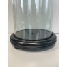 ANTICA TECA ESPOSITORE VETRO SOFFIATO BASE LEGNO CILINDRO ROTONDA H 40 CM STATUA