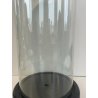 ANTICA TECA ESPOSITORE VETRO SOFFIATO BASE LEGNO CILINDRO ROTONDA H 40 CM STATUA