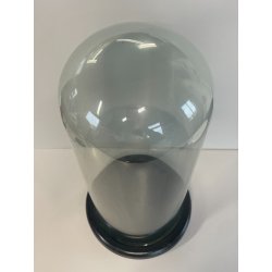 ANTICA TECA ESPOSITORE VETRO SOFFIATO BASE LEGNO CILINDRO ROTONDA H 40 CM STATUA
