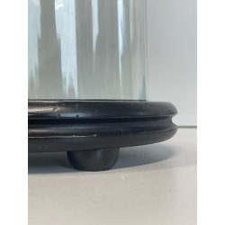 ANTICA TECA ESPOSITORE VETRO SOFFIATO BASE LEGNO CILINDRO ROTONDA H 40 CM STATUA