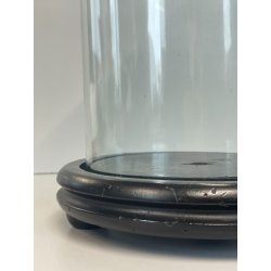 ANTICA TECA ESPOSITORE VETRO SOFFIATO BASE LEGNO CILINDRO ROTONDA H 40 CM STATUA