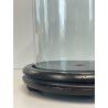 ANTICA TECA ESPOSITORE VETRO SOFFIATO BASE LEGNO CILINDRO ROTONDA H 40 CM STATUA