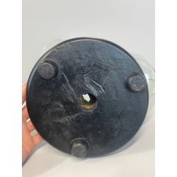 ANTICA TECA ESPOSITORE VETRO SOFFIATO BASE LEGNO CILINDRO ROTONDA H 40 CM STATUA
