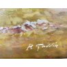 ANTICO QUADRO OLIO P. Gaddia PAESAGGIO ALPINO ALPEGGIO BAITA MONTAGNA '900