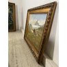 ANTICO QUADRO OLIO P. Gaddia PAESAGGIO ALPINO ALPEGGIO BAITA MONTAGNA '900