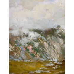 ANTICO QUADRO OLIO P. Gaddia PAESAGGIO ALPINO ALPEGGIO BAITA MONTAGNA '900