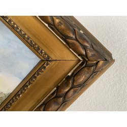 ANTICO QUADRO OLIO P. Gaddia PAESAGGIO ALPINO ALPEGGIO BAITA MONTAGNA '900