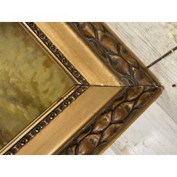 ANTICO QUADRO OLIO P. Gaddia PAESAGGIO ALPINO ALPEGGIO BAITA MONTAGNA '900