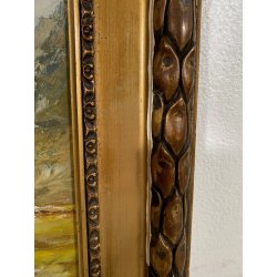 ANTICO QUADRO OLIO P. Gaddia PAESAGGIO ALPINO ALPEGGIO BAITA MONTAGNA '900