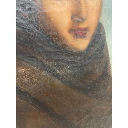ANTICO QUADRO RITRATTO DIPINTO OLIO SU TELA EPOCA '800 FRATE IGNOTO 39X49 CM