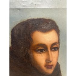 ANTICO QUADRO RITRATTO DIPINTO OLIO SU TELA EPOCA '800 FRATE IGNOTO 39X49 CM