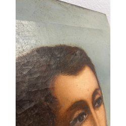 ANTICO QUADRO RITRATTO DIPINTO OLIO SU TELA EPOCA '800 FRATE IGNOTO 39X49 CM