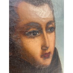 ANTICO QUADRO RITRATTO DIPINTO OLIO SU TELA EPOCA '800 FRATE IGNOTO 39X49 CM