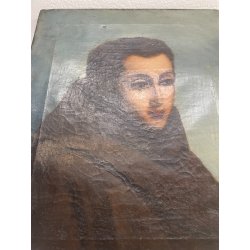 ANTICO QUADRO RITRATTO DIPINTO OLIO SU TELA EPOCA '800 FRATE IGNOTO 39X49 CM