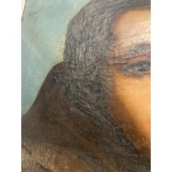 ANTICO QUADRO RITRATTO DIPINTO OLIO SU TELA EPOCA '800 FRATE IGNOTO 39X49 CM
