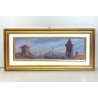 QUADRO DIPINTO OLIO TAVOLA Carlo Monti PAESAGGIO Arona CORSO TETTI Lago Maggiore