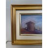 QUADRO DIPINTO OLIO TAVOLA Carlo Monti PAESAGGIO Arona CORSO TETTI Lago Maggiore