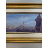QUADRO DIPINTO OLIO TAVOLA Carlo Monti PAESAGGIO Arona CORSO TETTI Lago Maggiore