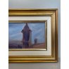 QUADRO DIPINTO OLIO TAVOLA Carlo Monti PAESAGGIO Arona CORSO TETTI Lago Maggiore