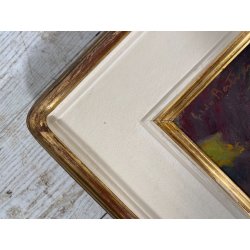 DIPINTO OLIO TELA Guido Bertini NATURA MORTA UVA MELAGRANA CASTAGNE BANANA '900
