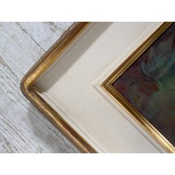 DIPINTO OLIO TELA Guido Bertini NATURA MORTA UVA MELAGRANA CASTAGNE BANANA '900