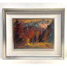 QUADRO DIPINTO olio tela Carlo Monti Arona Lago Maggiore PAESAGGIO MONTANO BOSCO