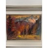QUADRO DIPINTO olio tela Carlo Monti Arona Lago Maggiore PAESAGGIO MONTANO BOSCO