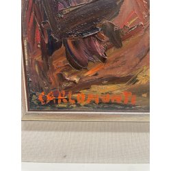 QUADRO DIPINTO olio tela Carlo Monti Arona Lago Maggiore PAESAGGIO MONTANO BOSCO