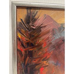 QUADRO DIPINTO olio tela Carlo Monti Arona Lago Maggiore PAESAGGIO MONTANO BOSCO