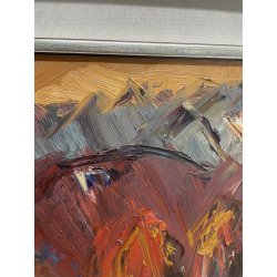 QUADRO DIPINTO olio tela Carlo Monti Arona Lago Maggiore PAESAGGIO MONTANO BOSCO