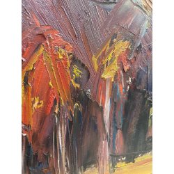 QUADRO DIPINTO olio tela Carlo Monti Arona Lago Maggiore PAESAGGIO MONTANO BOSCO