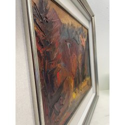 QUADRO DIPINTO olio tela Carlo Monti Arona Lago Maggiore PAESAGGIO MONTANO BOSCO