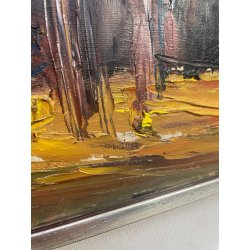 QUADRO DIPINTO olio tela Carlo Monti Arona Lago Maggiore PAESAGGIO MONTANO BOSCO
