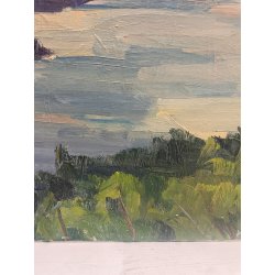 QUADRO DIPINTO olio tela PAESAGGIO Arona Lago Maggiore CASTELLO ANGERA DAGNENTE