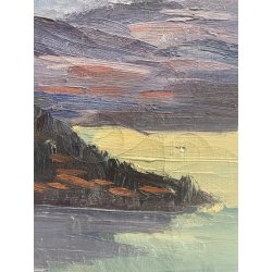 QUADRO DIPINTO olio tela PAESAGGIO Arona Lago Maggiore CASTELLO ANGERA DAGNENTE