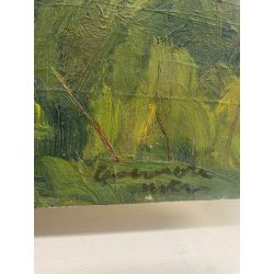 QUADRO DIPINTO olio tela PAESAGGIO Arona Lago Maggiore CASTELLO ANGERA DAGNENTE