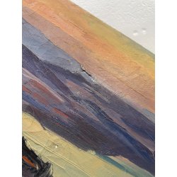 QUADRO DIPINTO olio tela PAESAGGIO Arona Lago Maggiore CASTELLO ANGERA DAGNENTE