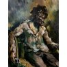 ANTICO DIPINTO OLIO Ivan Gorini SCENA GENERE INTERNO OSTERIA FIGURE TAVOLO '900