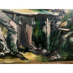 ANTICO DIPINTO OLIO Ivan Gorini SCENA GENERE INTERNO OSTERIA FIGURE TAVOLO '900
